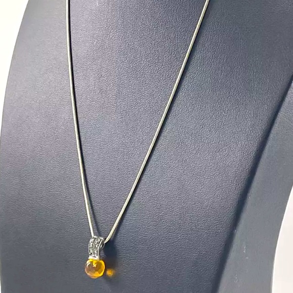 Silpada Vintage RARE Sterling Silver Marcasite Citrine Dainty Necklace - Picture 2 of 5
